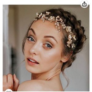 Set of 3! Includes Gold Tiara & 2 Bridal Keepsake Makeup Bags, Wedding Gifts